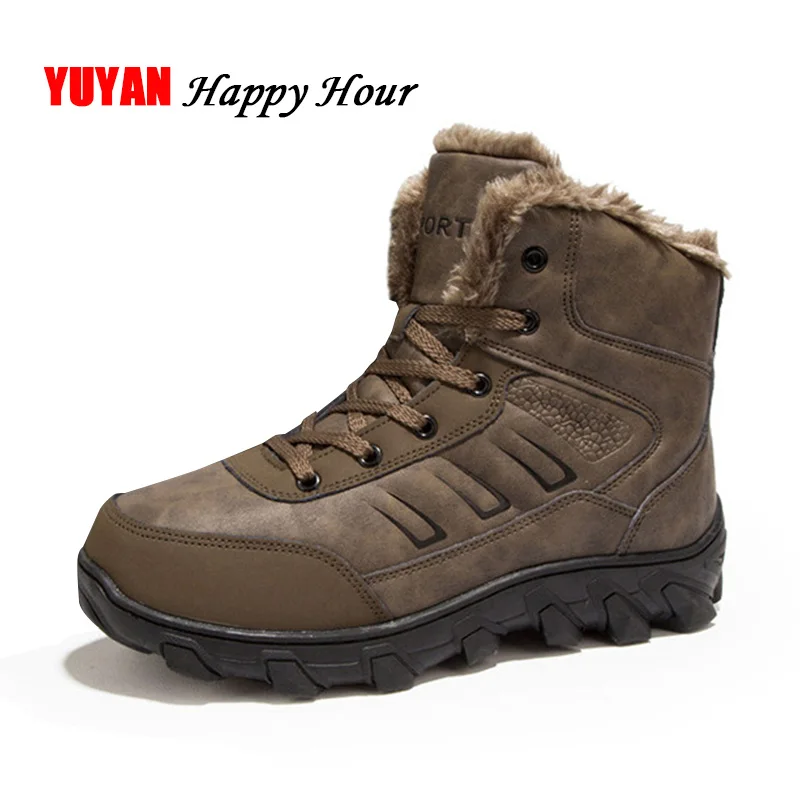 

2019 Winter Snow Boots Men Warm Fur Shoes for Cold Winter Non-slip Thick Sole Sneakers Fashion Men's Boots KA225