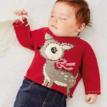 Girls New knitted sweater 100% cotton O-Neck cartoon Deer Knitwear pullover Baby Sweater Knitting Spring Children’s Clothing