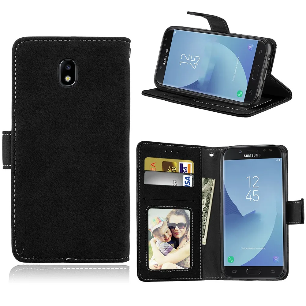 Для Samsung J5 2017 J530F карты случае скраб ПУ Ультра Тонкий ретро бумажник кобура для