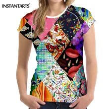 INSTANTARTS Лето Для женщин женская дышащая короткий рукав Фитнес тренажерный зал Йога работает футболка быстросохнущая Спорт блузка упражнения футболка
