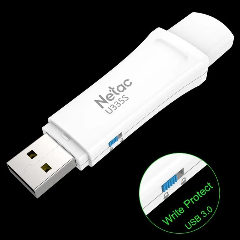 Флешка Флэш-накопитель Netac USB 16 ГБ 32 ГБ 64 ГБ 128 ГБ USB3.0 Физический переключатель защиты от записи Аппаратное обеспечение Блокированный флэш-накопитель Pen Memory Stick