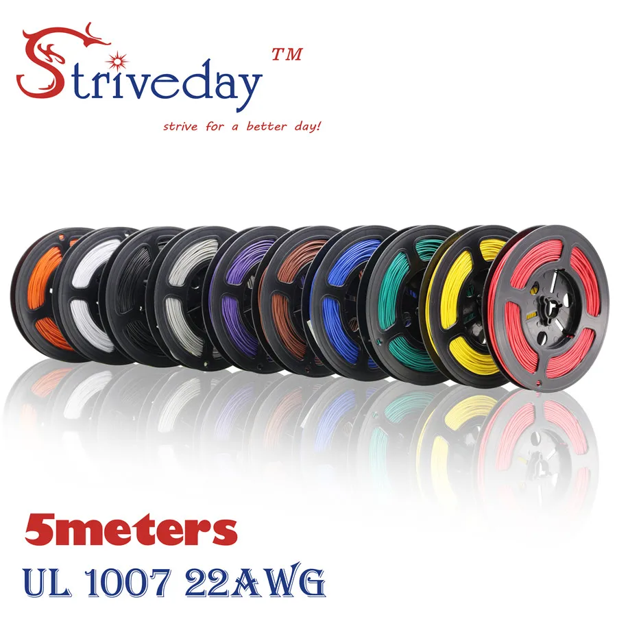 Striveday 22 AWG 5 м 16,4 футов гибкий многожильный 10 цветов UL 1007 электронный провод проводник для DIY электрические провода, 22awg кабели