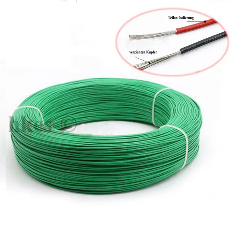 16 ~ 28AWG UL1332 тефлоновая термостойкая фон для фотосъемки с изображением зеленого тефлон Оловянная медь провода фэп изоляцией 1/2/3/5/10/20 м