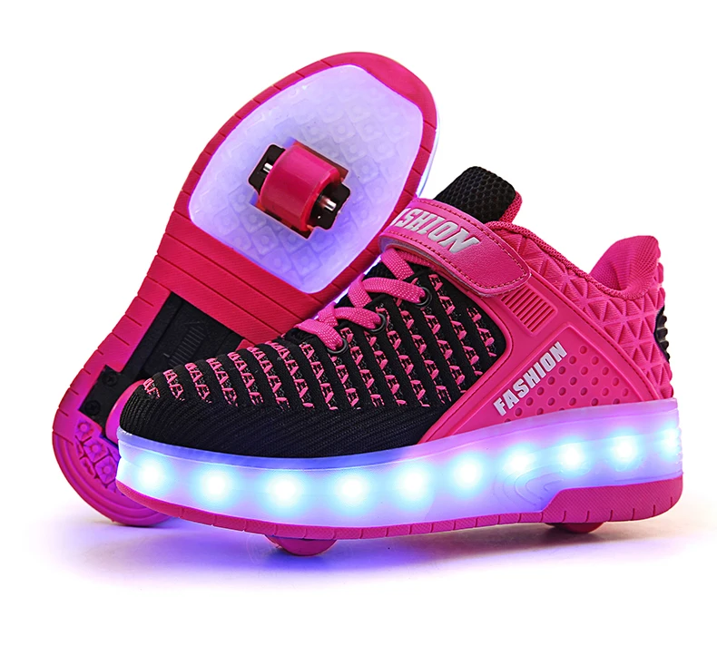Новые уличные модные детские роликовые коньки с двумя колесами детские дышащие уличные Сникерсы для мальчиков и девочек Heely USB СВЕТОДИОДНЫЙ светильник обувь