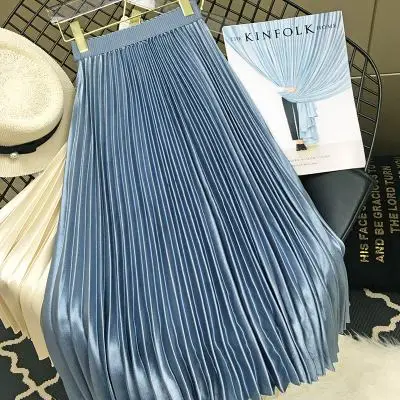 Горячая продажа Miyake модная плиссированная однотонная юбка из металлического
