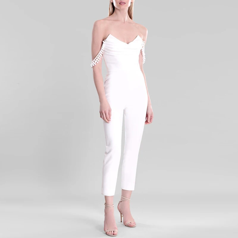 Max Spri 2019 New Sexy V Neckline Backless Off Shoulder Jumpsuit Summer Outfit Runway With Skinny Pants Max Spri 2019 New Sexy V Neckline Backless Off Shoulder Jumpsuit Summer Outfit Runway With Skinny Pants