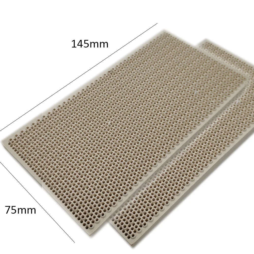 MENSI Propane LPG Gas Heating Appliance Burner Parts Honeycomb Ceramic Plate 145*75*14mm High Burning Effeciency 3PCS