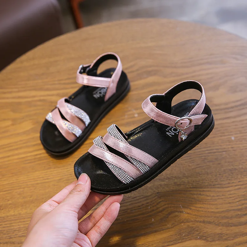 

Diamond Children Beach Shoes Little Girl Princess Shoes Soft Girls Sandals Open-toe Kids Sandals Students Summer Shoes Sandalias