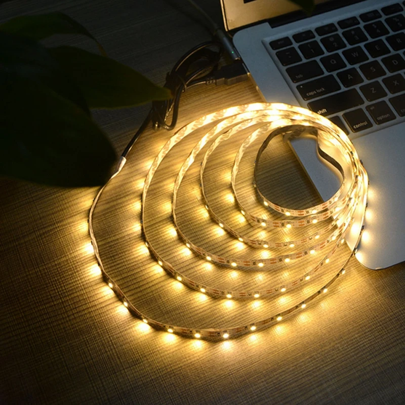

DC5V SMD3528 LED Strip Light 0.5m 1m 2m 3m 4m 5m LED Flexible Rope Strip Desk TV Background Decoration Lights with IR controller