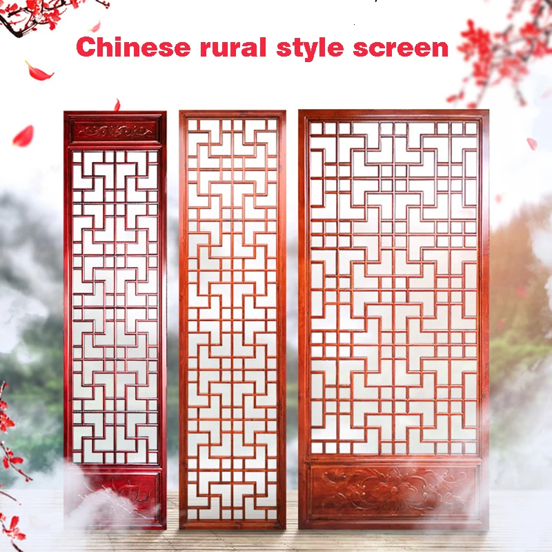 New Chinese solid wood screen living room partition screen cabinet hollow out board carvings porch