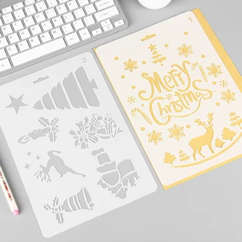 

DIY Christmas Pattern Painting Template Scrapbooking Cards For Walls Painting Album Decor Embossing Paper Card Template
