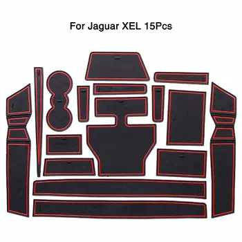 

For Jaguar XEL Car Non-Slip Red Interior Door Gate Pad Panel Cup Mat 15Pcs