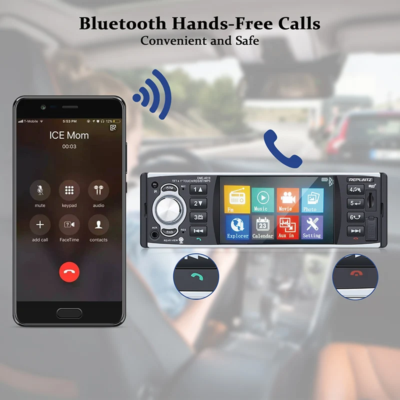 1 Din автомагнитола 4 ''сенсорный экран MP5 плеер Bluetooth Handsfree AUX TF USB MP3 стерео плеер RDS функция с камерой заднего вида