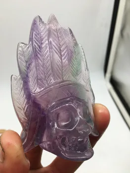 

174 grams of natural quartz crystal fluorite feather skull union.