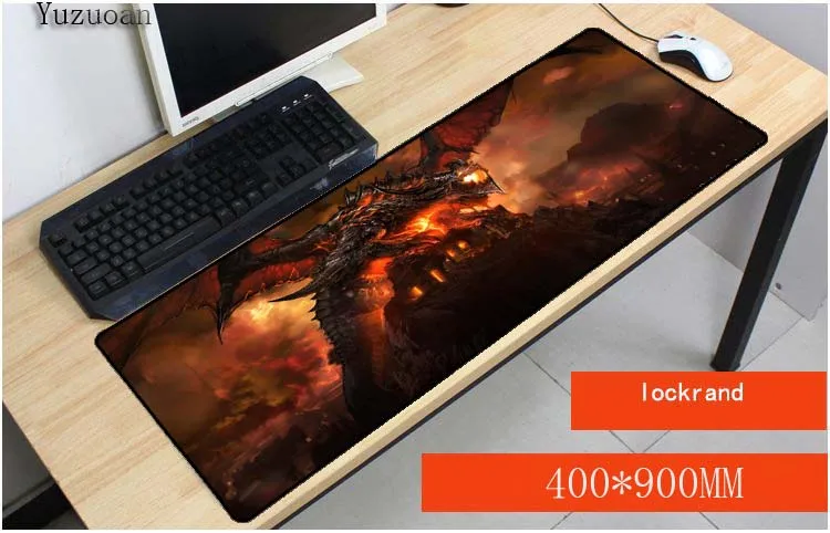  Yuzuoa Red Dragon Speed Locking Edge Natural Rubber Mouse Pad Large Waterproof Desk Gaming Mousepad