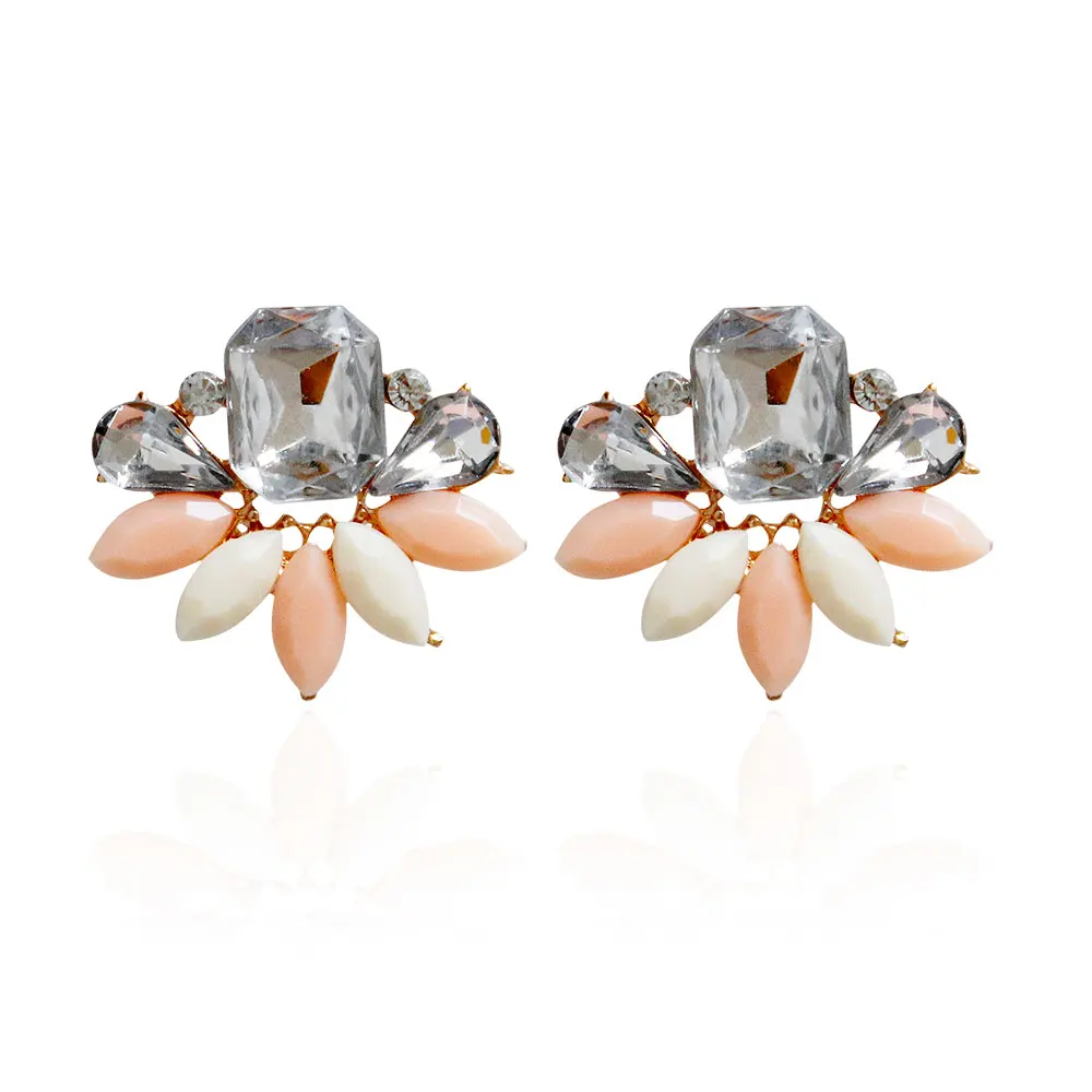 Multicolor Petal shaped And Waterdrop Crystal Stud Earrings For Women