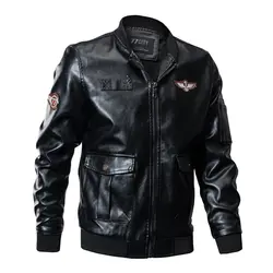 2018 осень-зима военный бомбардировщик кожаная куртка Для мужчин мотоцикл тактические пальто полета Air Force куртка из искусственной кожи 4XL