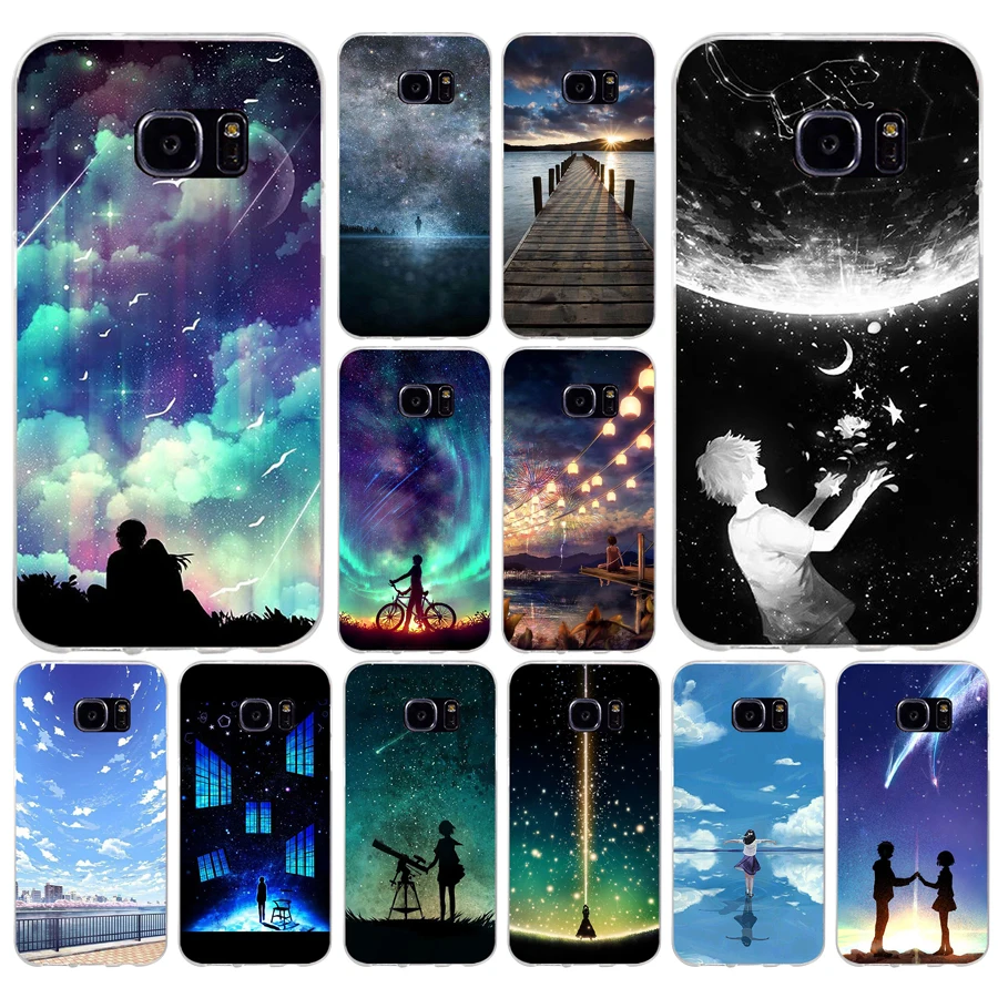 143H Starry Day Anime Custodia Morbida In Silicone Tpu Per Samsung Galaxy S6 S6 S7 Edge S8 S9 Plus Custodia