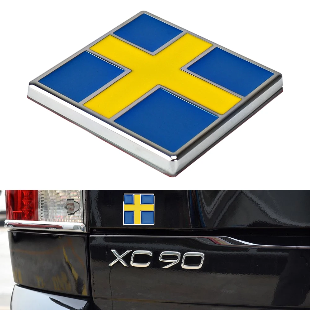 

Sweden Flag Metal Car Sticker for Volvo S40 S60 S80 S90 C30 C70 XC40 Front Grill Trunk Logo Insignia Decor Sticker Car Styling