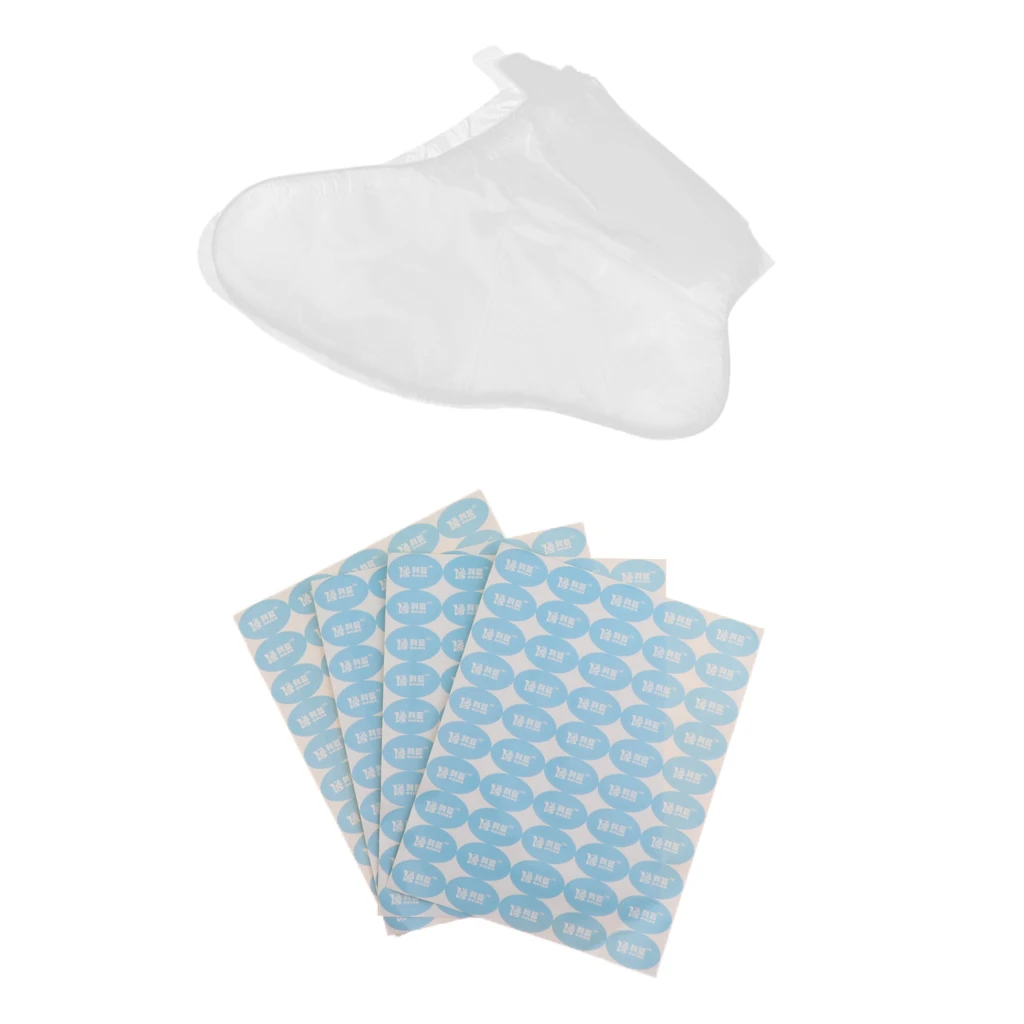 200 Counts Paraffin Bath Liners for Foot, Foot Liners for Paraffin Wax, Plastic Socks Foot Bags, Foot Protectors with Stickers
