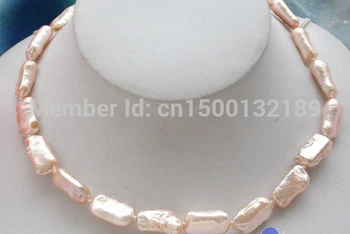 

xd j005457 NATURAL 16" 25mm dens pink biwa freshwater pearl necklace (A0501)