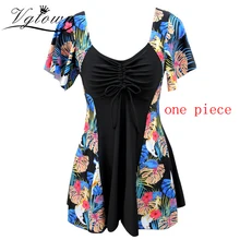 VGTOWN купальник размера плюс 5XL женский купальник большая грудь Горячая весна Ретро принт юбка Тип купальный костюм пляжный купальник