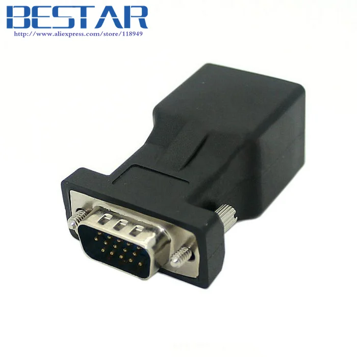 

Extender VGA RGB HDB 15pin Male to LAN CAT5 CAT6 RJ45 cat6 Network Cable Female Adapter adaptor connector RJ45