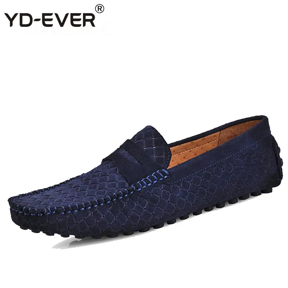 YD EVER Genuine Leather Men Shoes Nubuck Leather Men Loafers Fashion