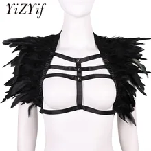Для женщин в стиле готик-Панк перо жгут бюстгальтер нижнее белье эластичные регулируемые бретели бюстгальтер без косточек Топ эполет крыльев на плечах и готическом стиле рейв костюмы
