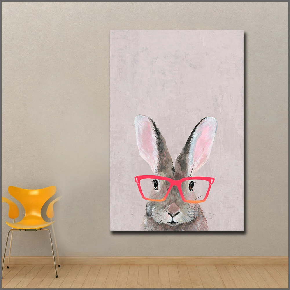 Hare with Red Glasses Canvas Wall Art 5
