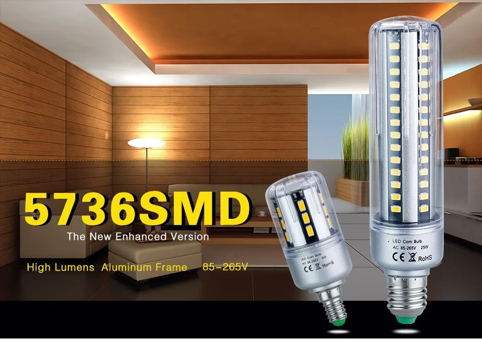 E14 Светодиодный светильник E27 SMD 5736 светодиодный светильник-кукуруза AC 85 V-265 V алюминиевая печатная плата 5W 7W 9W 15W 20W 25W bombillas светодиодный Рождественский светильник ing