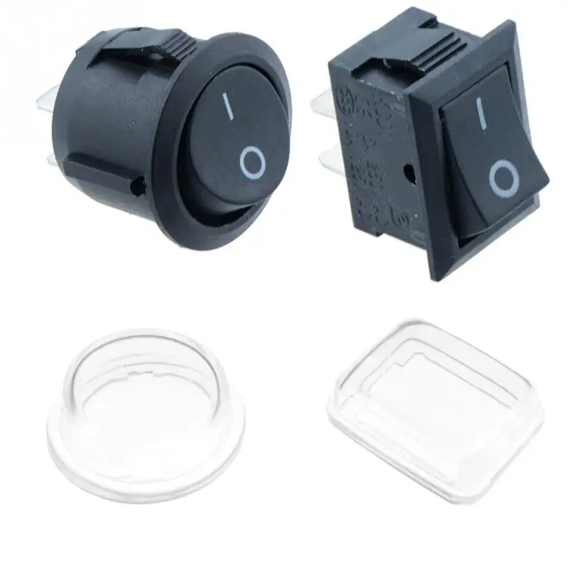 

On/Off Round Rectangle Rocker Switch + Waterproof Cover Car Dash Boat SPST 12V