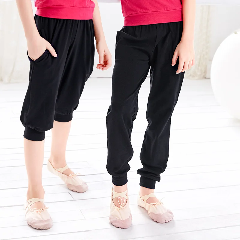 

Hot Sale Girls Kid Mid Waist Ballet Dance Pants Cotton Black Children Hiphop Gymnastic Pants Casual Capri Trousers
