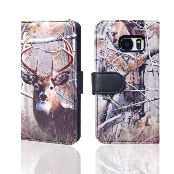 

deer pattern pu leather phone case with id card slot for galaxy s7 stand phone cover with photo frame for 5.1" samsung galaxy s7