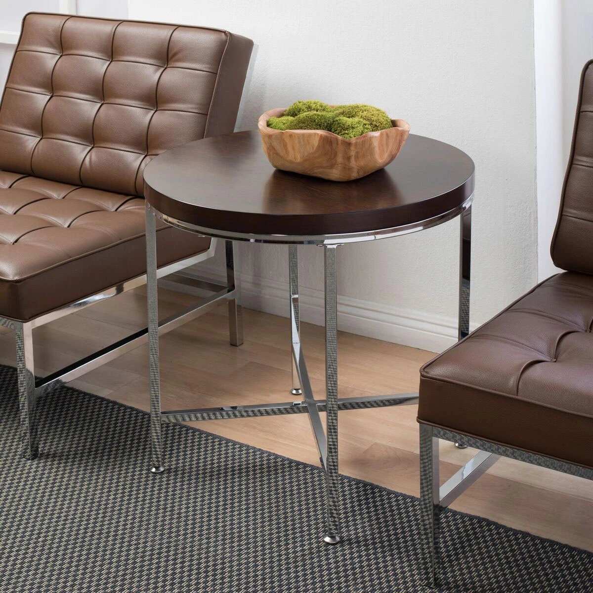 Offex Pergola 26 Round Side Table Chrome / Java (3)