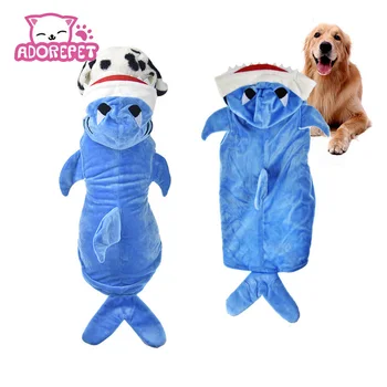 

Halloween Pet Dog Shark Costume Outfits Clothes For Large Dog Winter Warm Fleece Big Dog Puppy Jacket Coat Hoodie For Bulldog