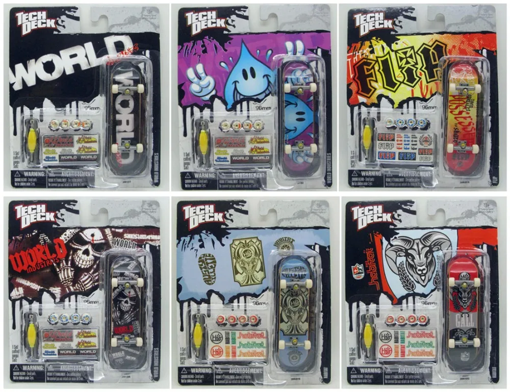 

6PCS Tech Deck throwbacks 96mm Fingerboard Skateboard FLIP HABITAT WORLD INDUSTRIES E23Q