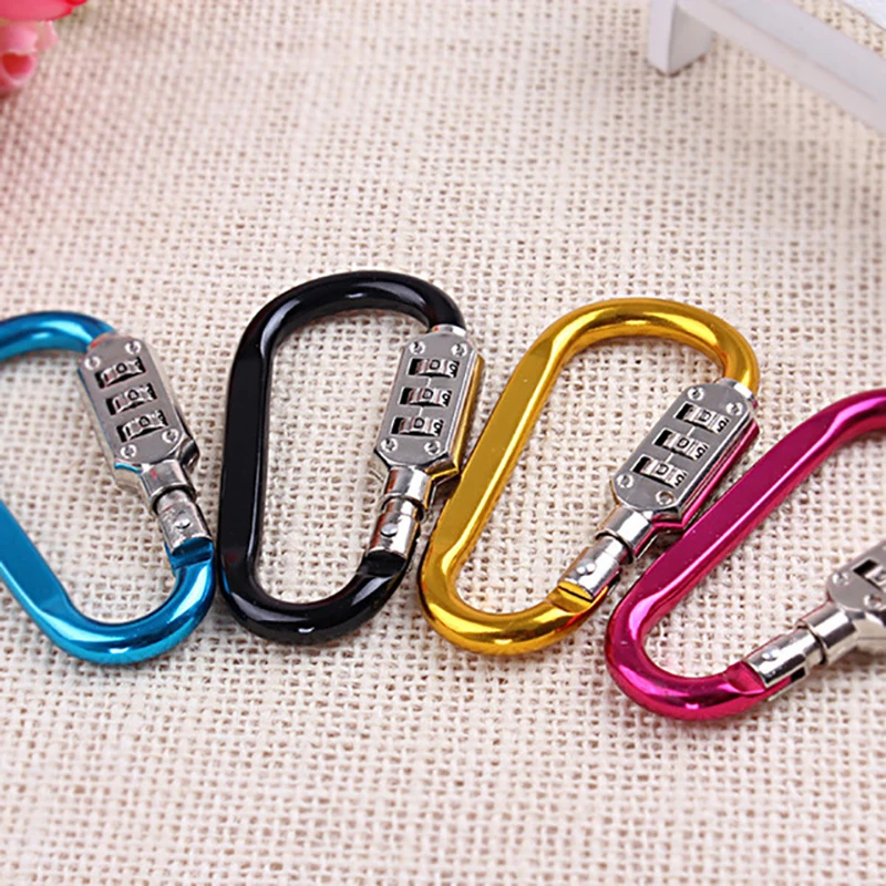

Small Size Travel Smart Combination Lock Alloy Carabiner Bottle Hook Buckle hanging kettle Code Chain Camping Hiking Padlock