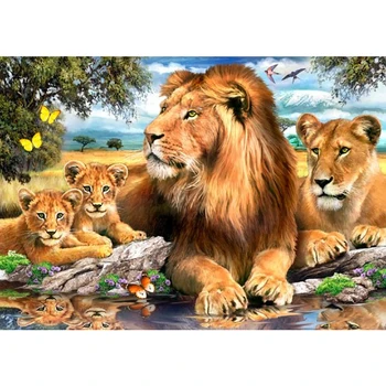 

DIY Home decorations square diamond painting animal Lion Family cross stitch new needlework home decoration painting #BR30