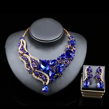

2017 New arrival Vintage nigerian crystal necklace and earrings jewelry set african beads new arrivals free shipping