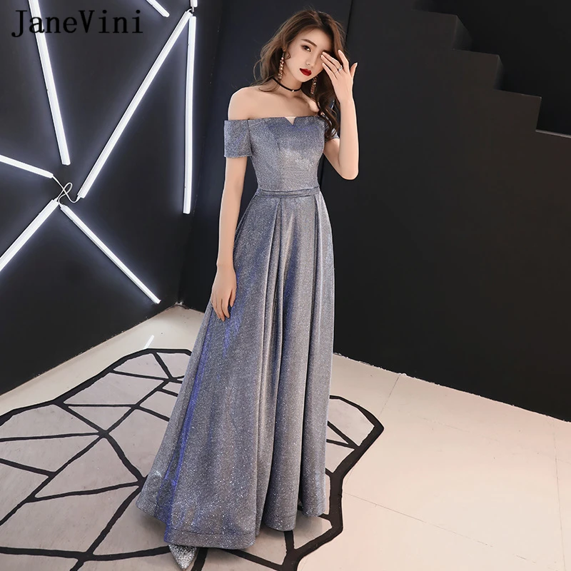 brillo vestidos noche 2019 elegante barco cuello manga corta Abendkleider longitud piso Formal vestido de fiesta|Vestidos de noche| - AliExpress