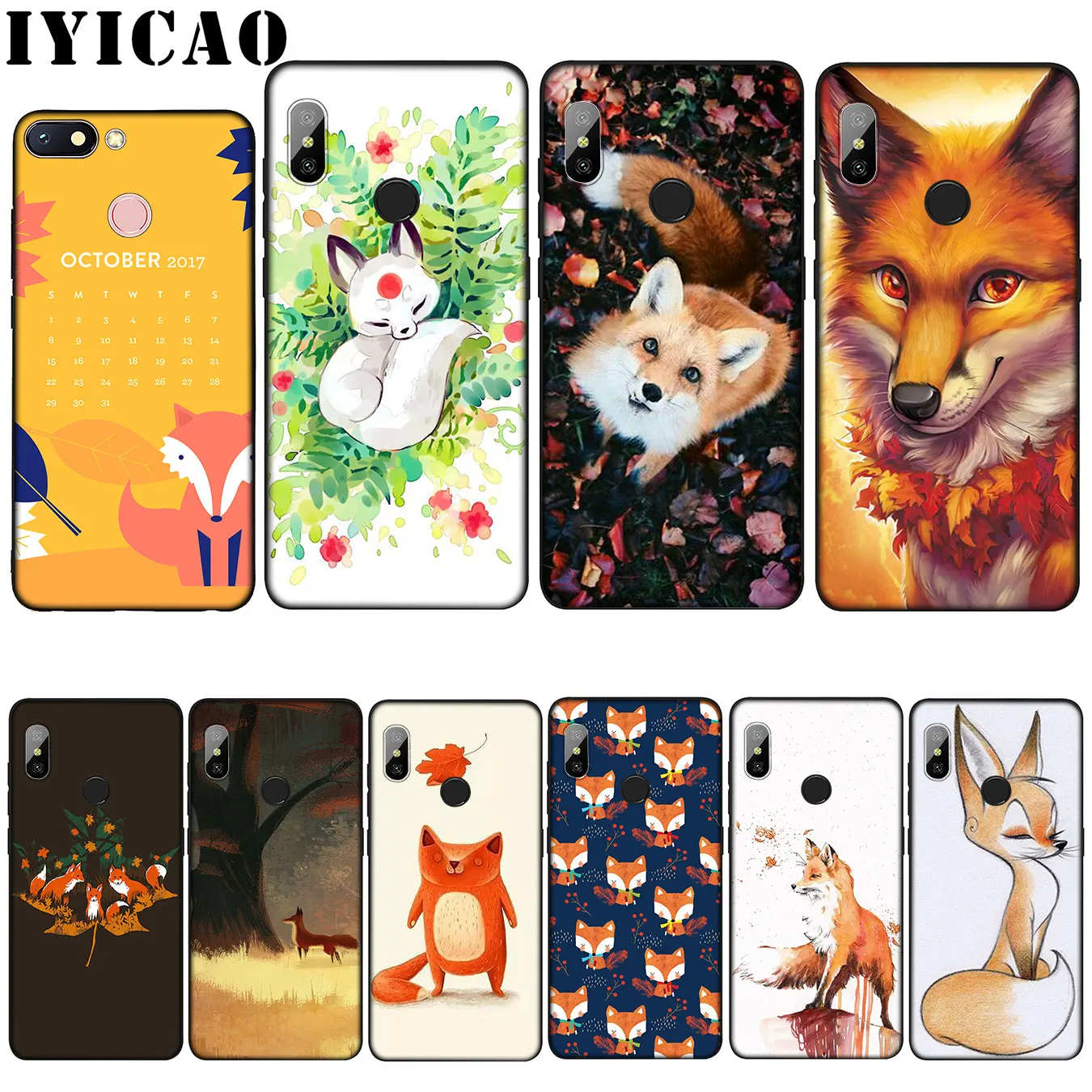 

IYICAO Fox In Autumn leaves forest Soft Silicone Case for Xiaomi Mi 9 8 A2 Lite A1 6 pocophone f1 MAX 3 mi9 mi8 mia2