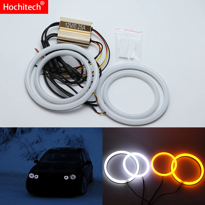 For Volkswagen Golf Mk4 1998 to 2004 White & Amber Dual color Cotton LED Angel eyes kit halo ring DRL Turn signal light For Volkswagen Golf Mk4 1998 to 2004 White & Amber Dual color Cotton LED Angel eyes kit halo ring DRL Turn signal light