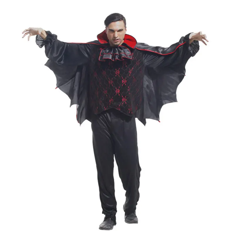 

Adult Men Gothic Bat Vampire Costumes Cosplay Halloween Purim Party Carnival Masquerade Mardi Gras Outfit M-0038