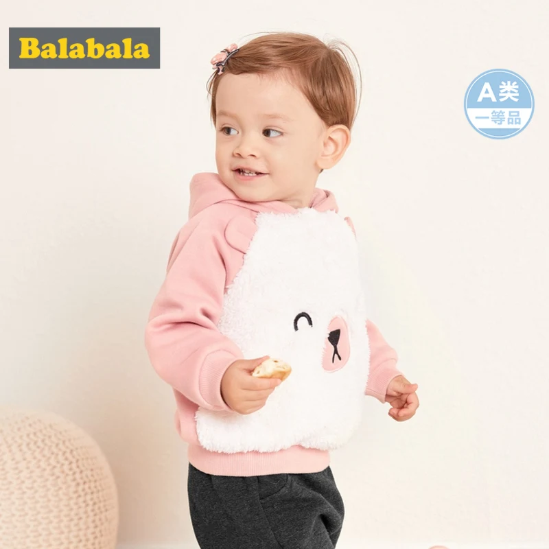 Balabala/толстовка с капюшоном на подкладке из хлопка для маленьких мальчиков и девочек; флисовая толстовка с капюшоном для новорожденных; ребристые манжеты и подол
