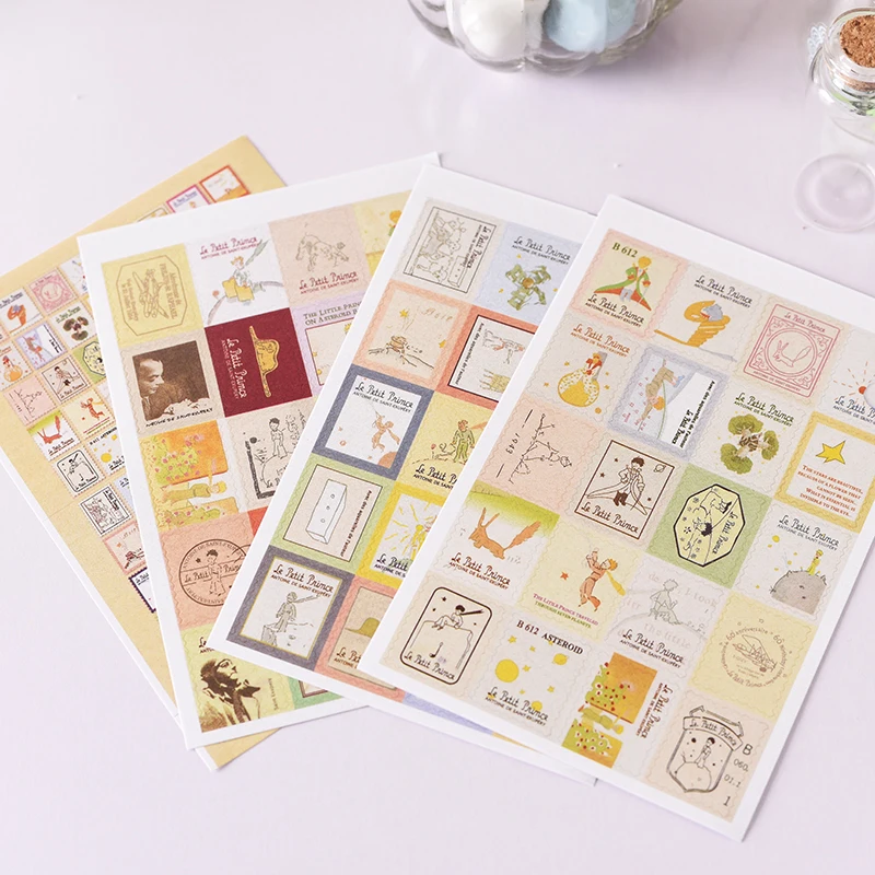 

2pcs/lot 8 Sheets DIY Vintage Paper Stickers Folding Little Price Stamp Stickers Album Journal DIY Decorative Stickers Retro