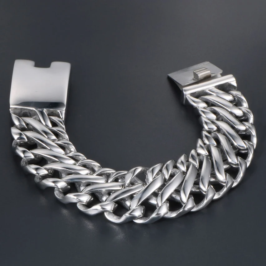 Панк Рок папа мужские подарки массивный большой браслет для мужчин тяжелый полированный нержавеющая сталь звено цепи украшения, браслеты дружбы