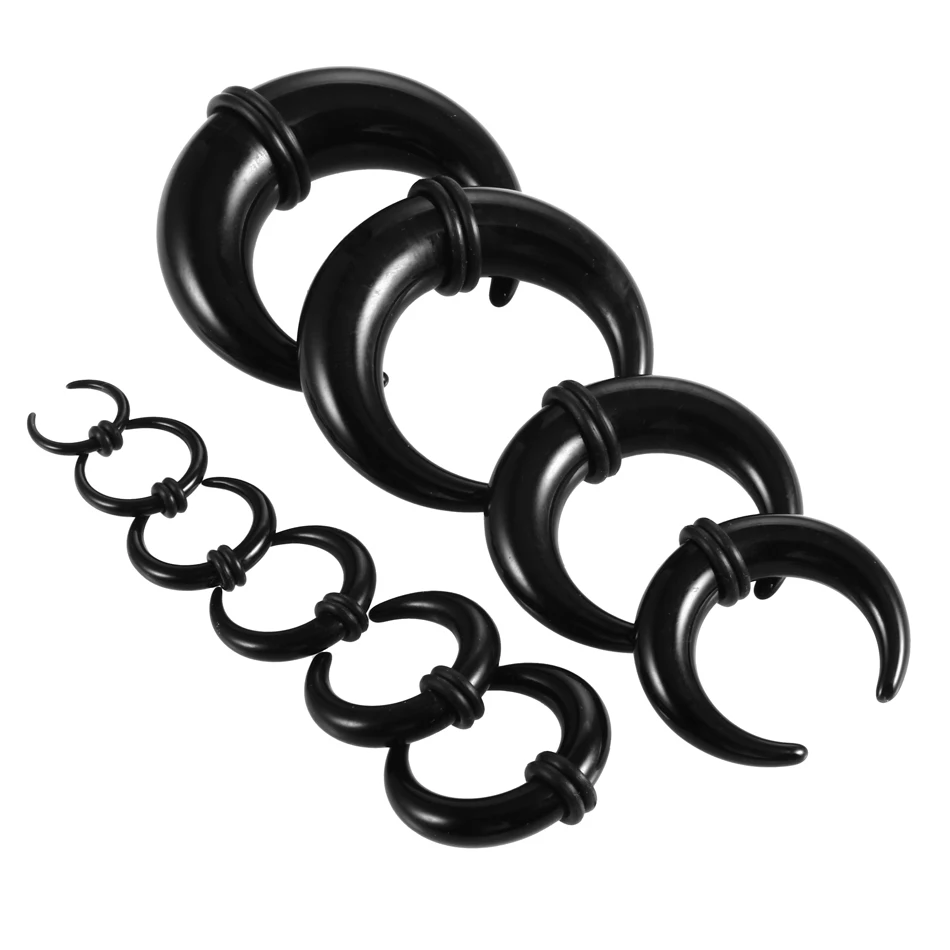 Acrylic C Sahpe alo Ear Pincher Septum Rings Piercing Ear Taper Stretcher with O-Rings Jewelry 2pcs/lot 1.6mm-14mm piercing jewelry,ear piercing jewelry,body piercing jewelry,body jewelry