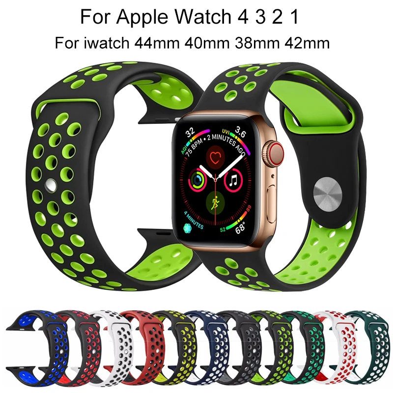 

Silicone Breathable Sports Bracelet Strap For Apple Watch band 4 44/40mm compatible For iwatch series 3 2 1 /42/38mm accessories