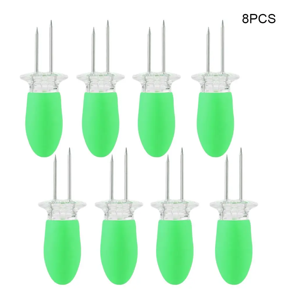 4 комплекта(8 шт.) упаковка для барбекю, держатели для кукурузы, вилка из нержавеющей стали, кукурузная вилка для барбекю, вставка для кукурузы
